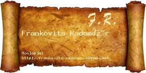 Frankovits Radomér névjegykártya